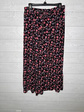 Vintage 90s TR Bentley Floral Rayon Maxi Skirt - Whimsigoth Tie Waist
